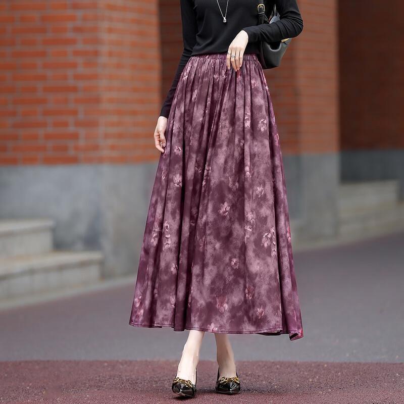 Demana Retro Garden Floral Pleated Midi Skirt