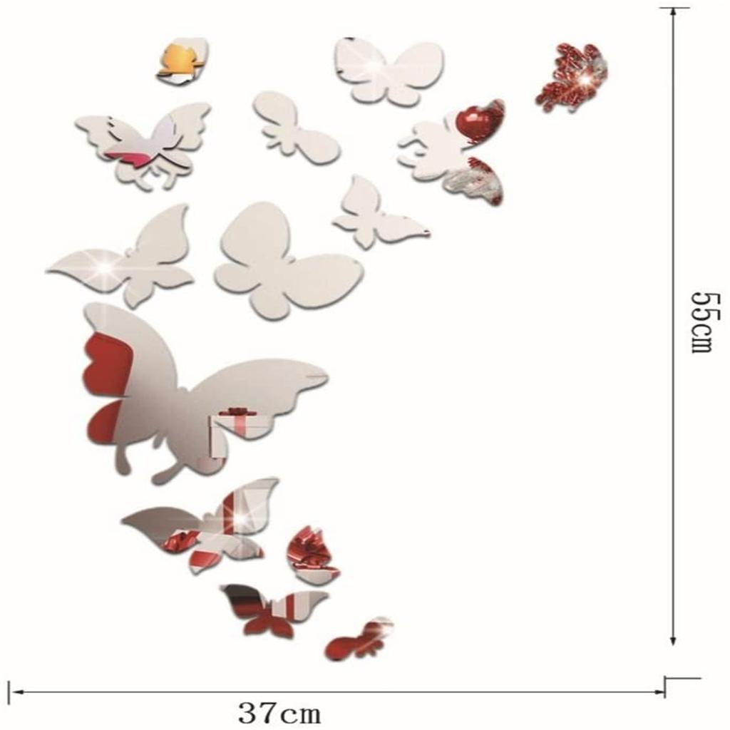 Sada Butterfly Combination 3D trojrozměrná zrcadlová nálepka na zeď Home Decora