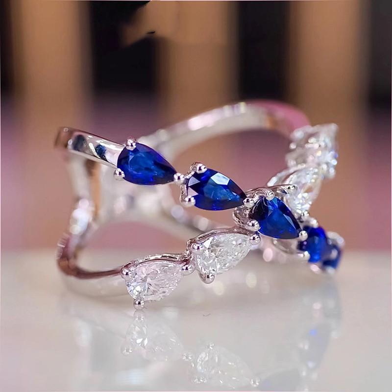 

Cross two-color water drop ring for women, classic fashionable creative versatile ring, contrasting color smart ball ring for women no. 10