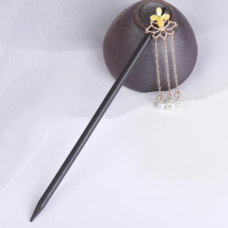 

Винтажная деревянная заколка для волос с кисточкой в виде цветка для женщин, девушек, антикварная палочка для волос, заколка для волос, костюм, китайская ханьфу, аксессуары для волос, шпильки для волос