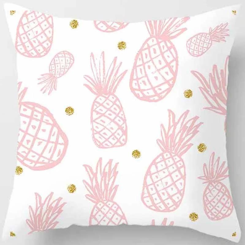 Pink Small Fresh Print Square Pillowcase Home Decoration Car Sofa Cushion Cover (45Cm*45Cm)
