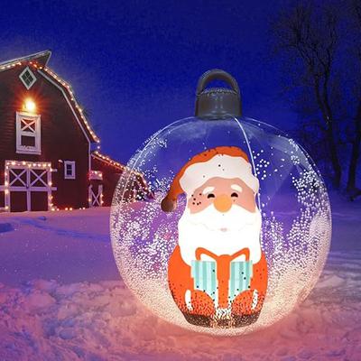 60cm Light Up PVC Inflatable Christmas Ball with Light Remote Giant Inflatable Christmas Balls Outdoor Christmas Decoration Ball