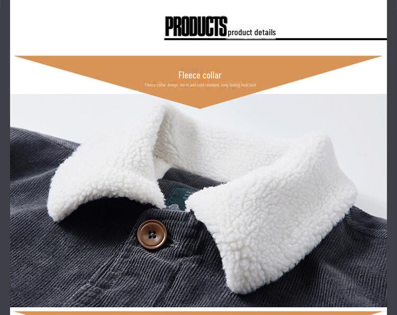 Men's Thickened Winter Lamb Fleece Jacket - Warm Cotton-Padded Coat for Middle-Aged and Elderly