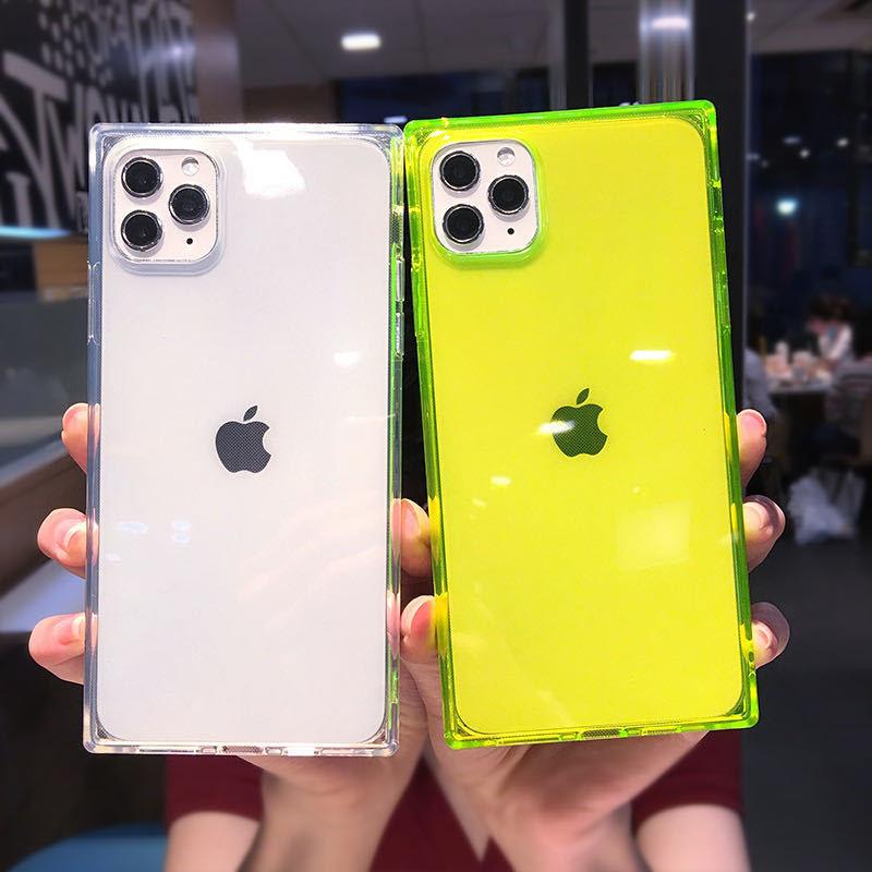 Creative square iPhone17 protective case, fluorescent color TPU Apple XsMax16promax mobile phone case, suitable for 15.
