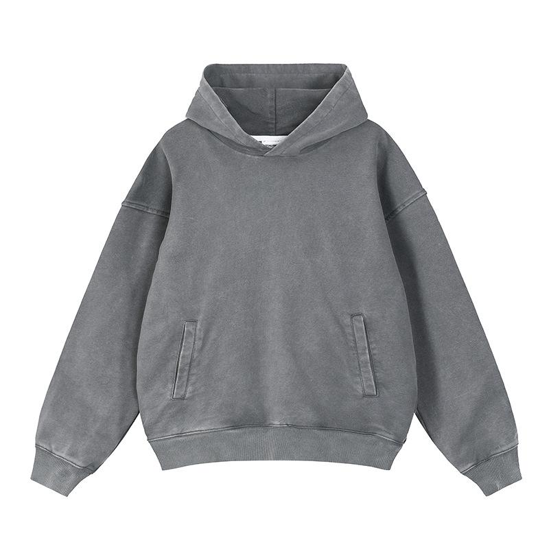 

Pure Cotton American Retro Fried Snowflakes Make Old Washed Hooded Men s and Women s Tide Solid Color Sweater XXXL