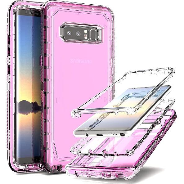 YmhxcY Case Compatible with Galaxy Note 8,Drop 3 Layer Durable Cover (No Screen Protector) Solid Rubber Case / 16ft Test Clear Case-Transparent