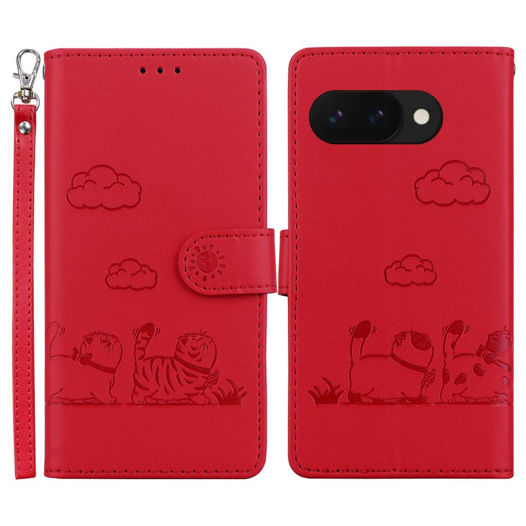 For Google Pixel 9a Case RFID Blocking Kitten Pattern TPU+PU Leather Phone Cover