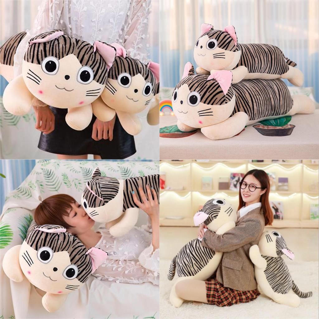 Entzückendes graues Katzen-Plüschkissen Spielzeug für Mädchen, PP-Baumwollfüllung, Kurzes Plüschgewebe, 25cm-55cm