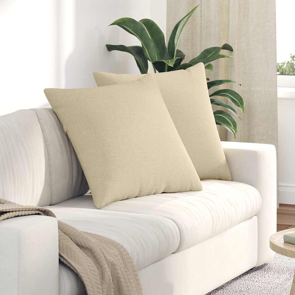Sofa Cushions 2 Pcs Cream 60 X 60 Cm Fabric