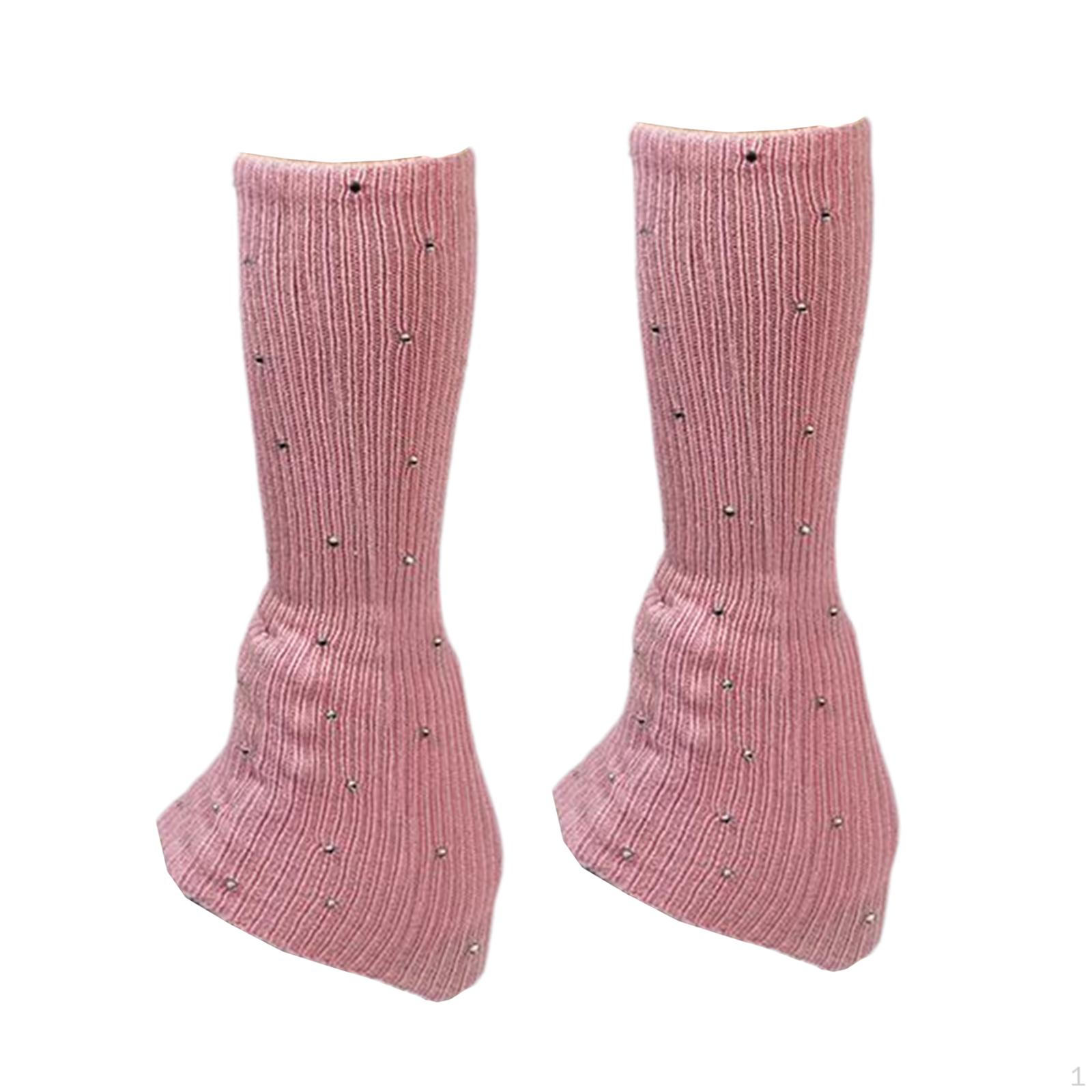 

Гетры для фигурного катания, носки с украшением выше колена со стразами, трикотажные длинные розовый