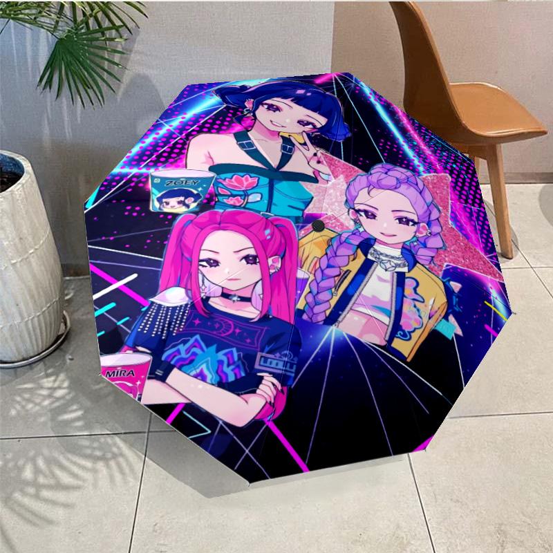 Superhero Kpop Friends Umbrella Folding Umbrella, Automatic Umbrella 8-Frame for Travel, Camping Use Gift for Halloween Christmas