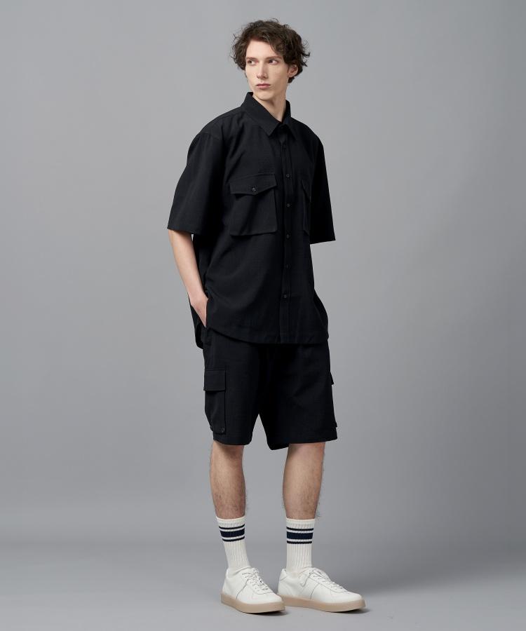COMSPACE1980 Elastic Side Pocket Shorts_Black