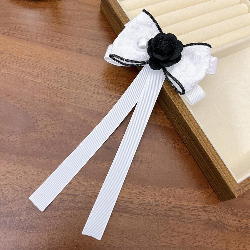 Camellia Flower Brooch Pins For Women Fabric Bow Tie Jk College Style Shirt Collar Pin Elegant Jewelry Accessories