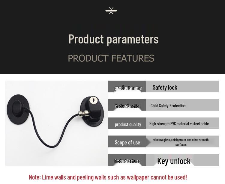 Child Safety Lock: Refrigerator, Window & Sliding Door Latch with Steel Wire – Fall Prevention & High-Rise Protection.