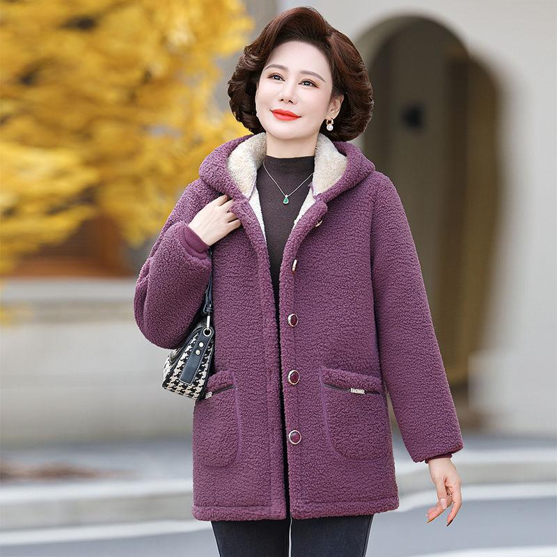 

Зимнее женское пальто из овечьей шерсти большого размера средней длины с утолщением в западном стиле, универсальное, с хлопковой подкладкой из плюша. L фиолетовый