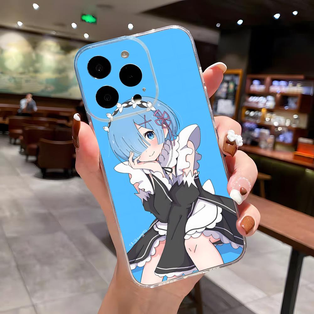 Re Zero Rem Emilia Phone Case For IPhone 17 Air 16 E 15 14 13 12 Mini 11 Pro Max Anti Transparent Drop Cover