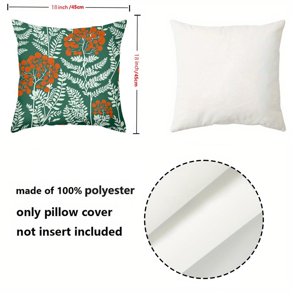 Green Floral Pattern Throw Pillows Decorative Cushions Polyester Pillowcase, Sofa Decorative Cushion Cov Headboard Pillow