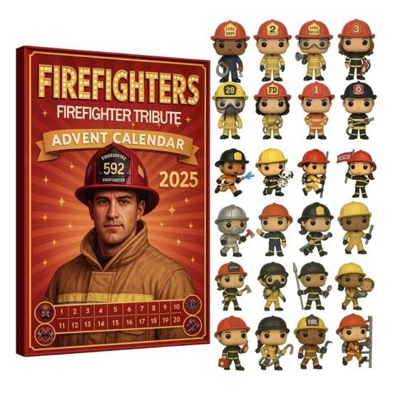 Firefighter Tribute Advent Calendar Christmas Countdown Calendar with 24 Mini Firefighter Figurines Firefighter-Themed Xmas Advent Calendar
