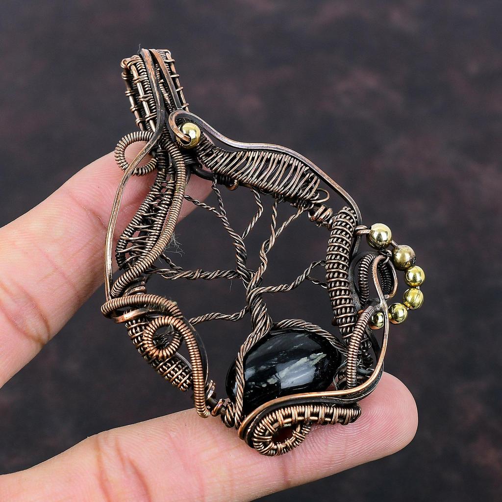 Tree Of Life Picasso Jasper Pendant Copper Wire Wrapped Pendant Handmade Copper Jewelry Gift For Him Genuine Gemstone Jewelry Ethnic Pendant
