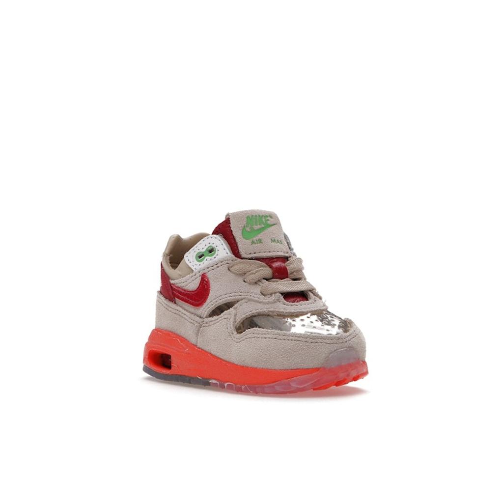 CLOT x Nike Air Max 1 TD Kiss of Death 2021 Zapatillas de Bebé Marrón Claro Malla Rojo Oscuro DH2492-100