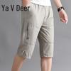 Yalu Men's Loose Fit Cotton Capri Shorts