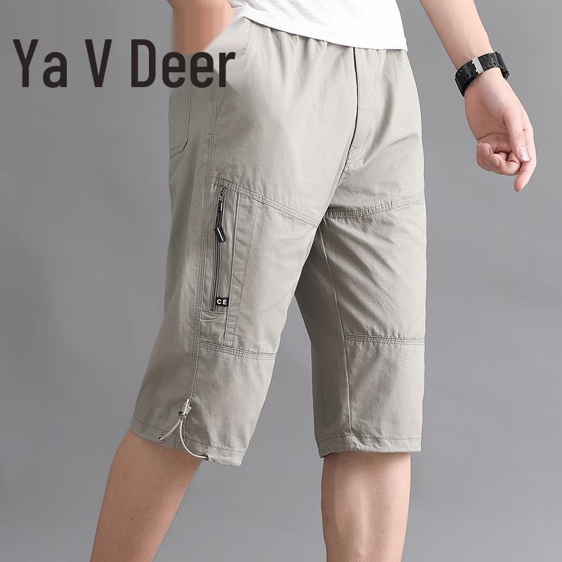 Yalu Men's Loose Fit Cotton Capri Shorts