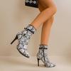 2025 fashion temperament high-end pointed short boots stiletto heel European and American fashion heightening printed leopard print women's fashion 