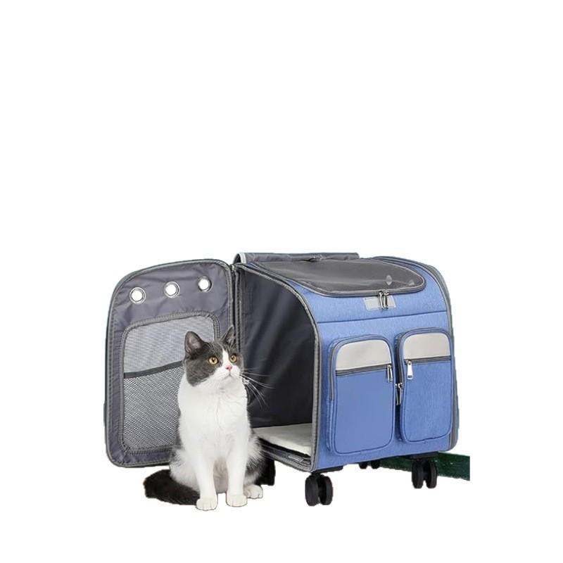 Pet Backpack with Large Space, Silent Universal Wheels, and Foldable Handle Cat Carrier.