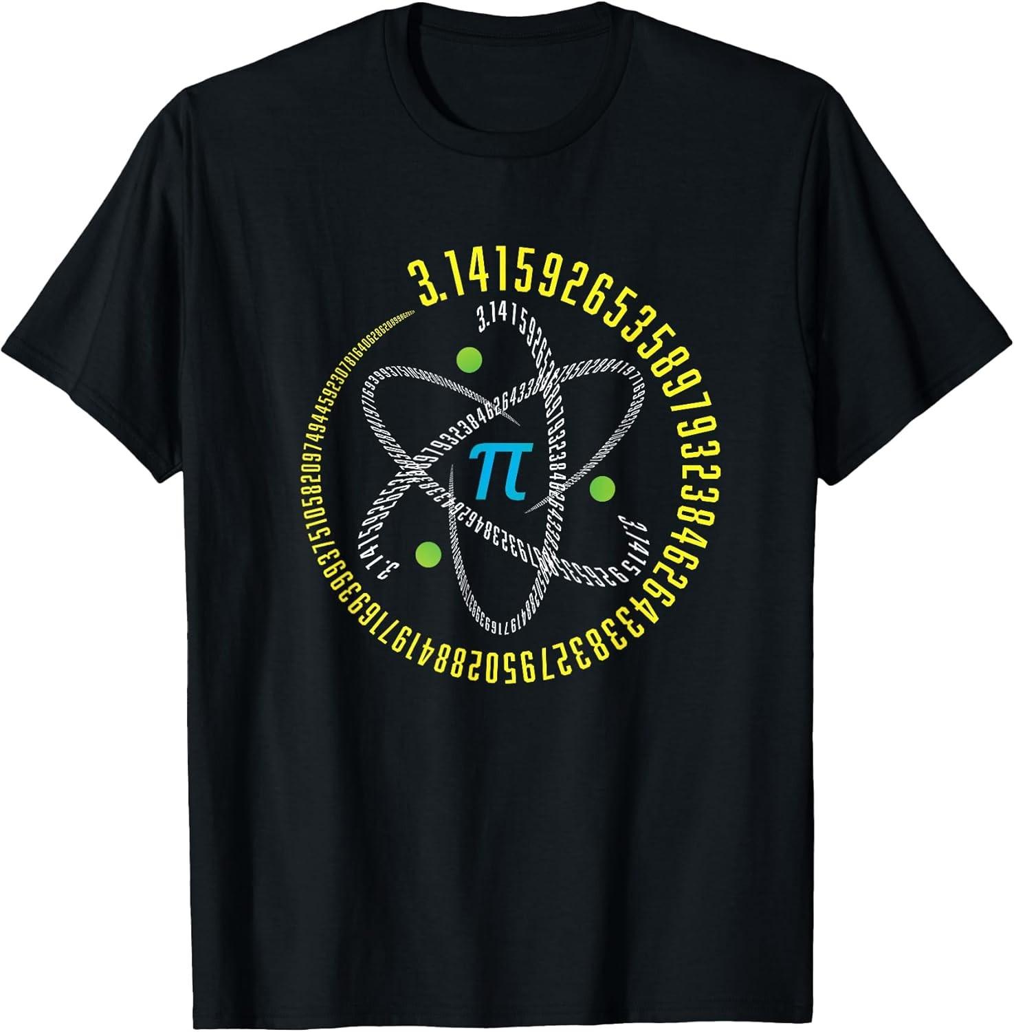 НОВИНКА ОГРАНИЧЕННАЯ! Atom Pi Математика Наука STEM Подарок 3.14 День Пи Футболка - СДЕЛАНО В США S