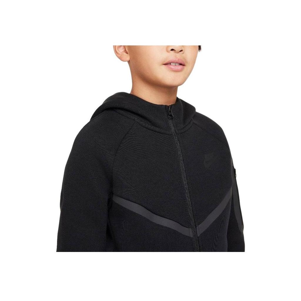 Nike Logo Print Hooded Zip-Up Raglan Sleeve Jacket Kids Jackets Black HV5867-010