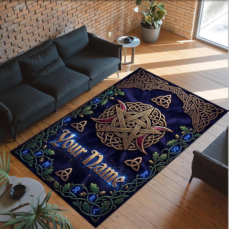 Witchcraft Theme Crystal Velvet Rug Personalized Custom Name Text Soft Floor Mat Home Decor