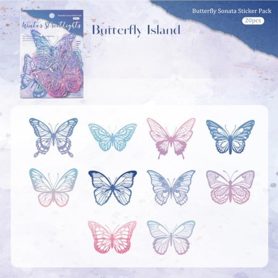 

20pcs Butterfly Shell Light PET Stickers DIY Cake Party Decor