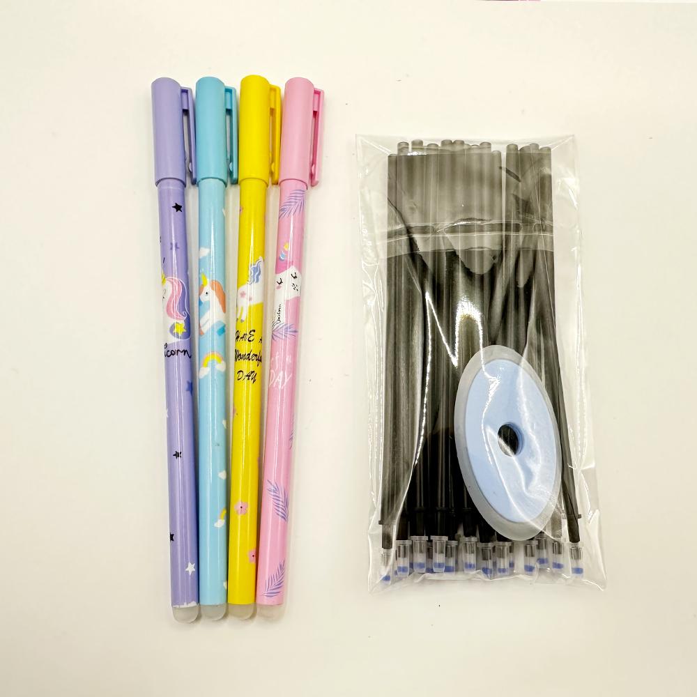 25 Pcs/set Kawaii Cute Erasable Gel Pen 0.5mm Erasable Pen Refills Rods Washable Handle School Office Supplies Stationery