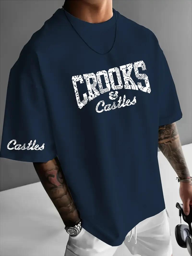 

Мужская повседневная летняя спортивная одежда Crooks&Castles с забавными узорами и буквенными принтами для дома и спорта на открытом воздухе, удобные топы 4XL