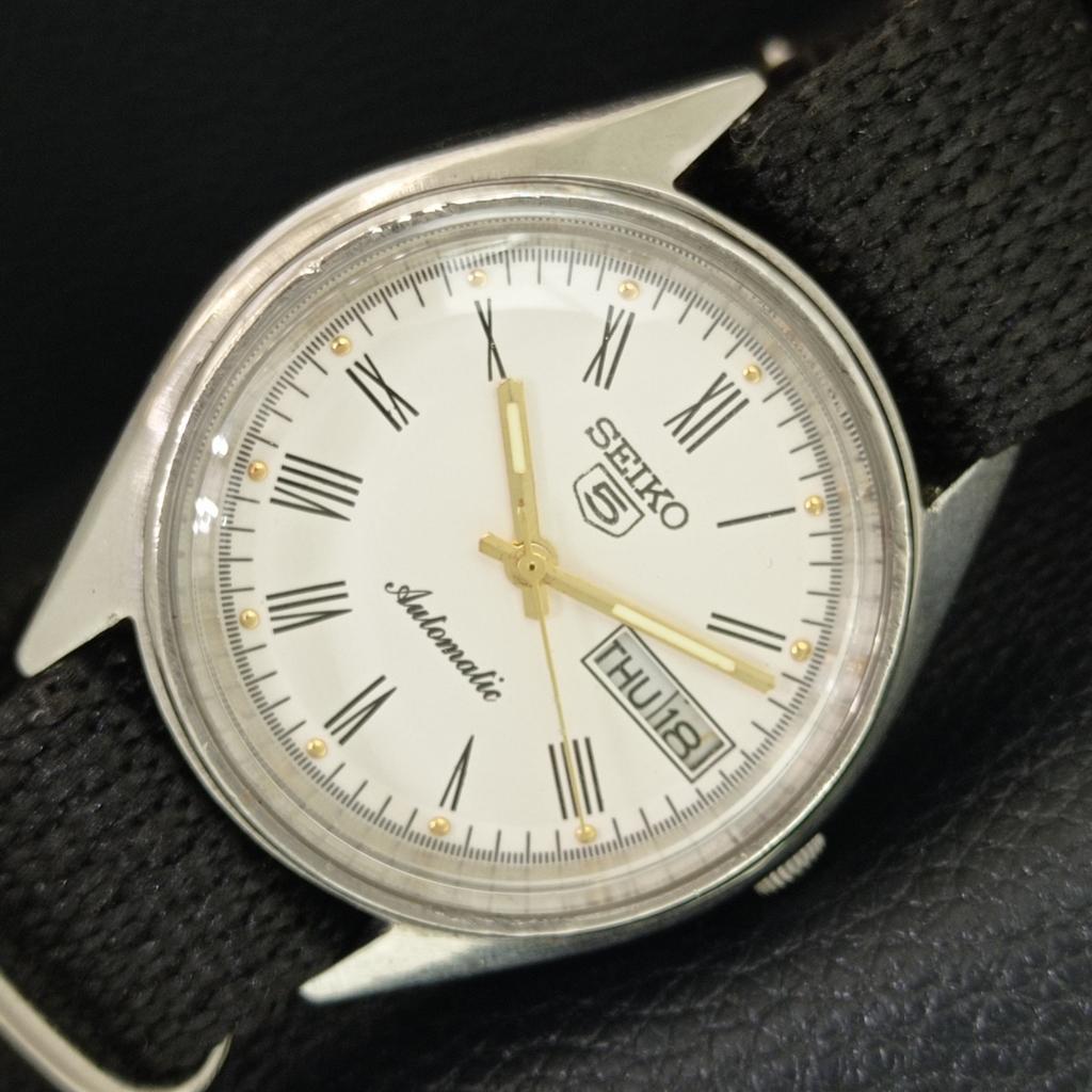 VINTAGE SEIKO 5 AUTOMATIC 6309A JAPAN MENS WHITE COLOR DIAL WATCH A708311-1