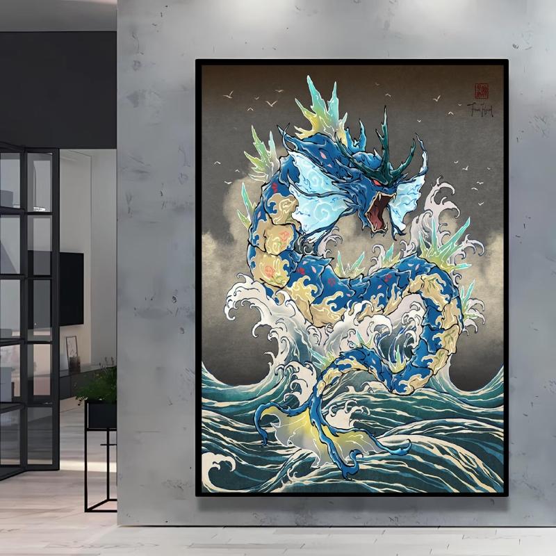 Japanese Classic Anime  Charizard Decorative Painting High Quality Canvas  Modern Home Bedroom Wall Picture Decorative