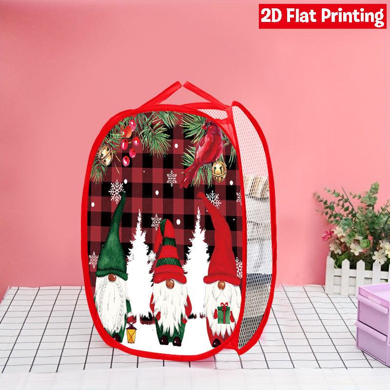 1Pcs Santa Claus Pop-Up Laundry Hamper Expandable Mesh Hamper Basket for Room Bedroom Bathroom Organization Contemporary Storage