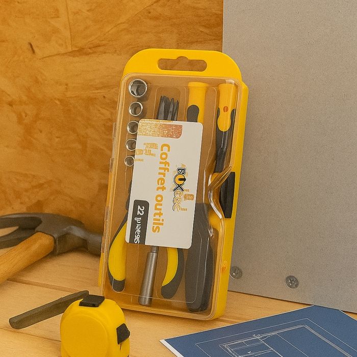 Mini Coffret Outils 22 Pièces - BOXELEC - Tournevis, Pince, Douilles - Compact et Pratique - Bricolage Maison