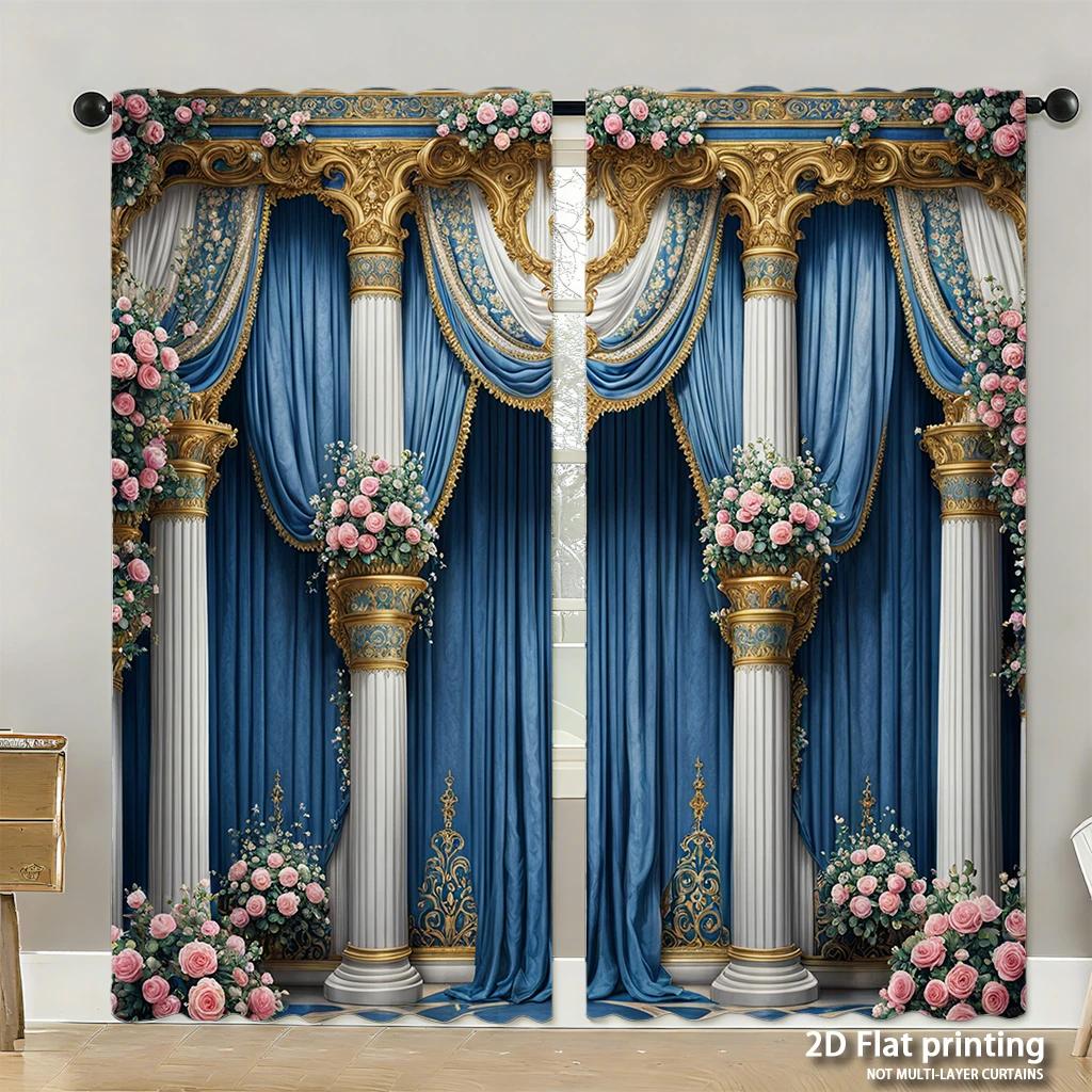 Piece Set High Definition Digital Printed Curtainsthanksgiving Autumn Colors Leaves Turkey Pumpkins Decorative Elementshome Curtain Polyester
