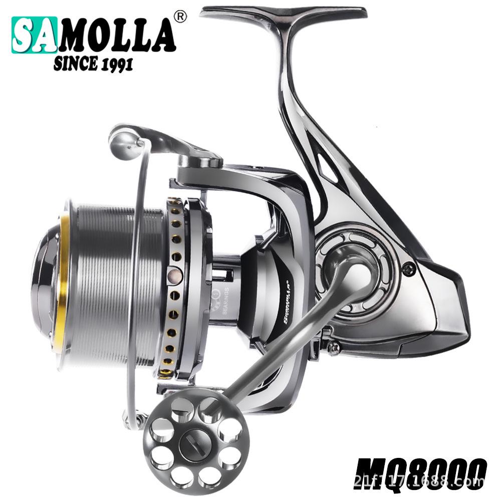2026 All-Metal Long-Cast Spinning Reel with Dense 28-Row Line Arrangement, Double Guide Rod Structure, and CNC Handle Knob for Big Game Fishing.