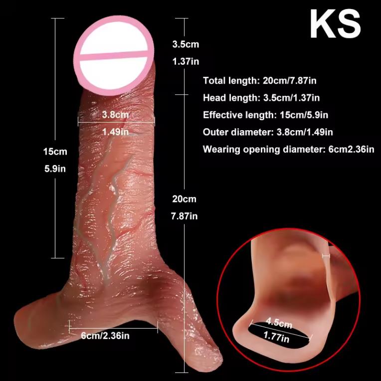 Men's Penis Enlargement Set Wolf Tooth Jj Set Meat Set Sleeve Reuseable Silicone Sex Toys Adult Toys Lock Sperm Ring Sex Toys