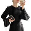 2024 Autumn Pleated Trumpet-Sleeve Midi Dress for Women