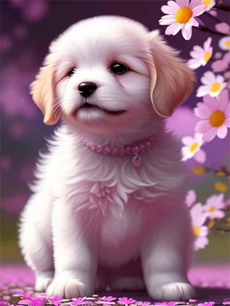 Diamond Painting Kit Dog Flower Full Square/Round Embroidery Mosaic Animal Home Decor