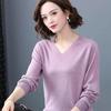 V-neck Knitted Top Women's Autumn Winter Fashion New Long Sleeve Knittwear Loose Solid Color Bottoming Sweater S-4XL