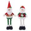 Christmas Plush Doll with Retractable Legs Handmade Standing Snowman Santa Claus Plush Toy Xmas Winter Holiday Party Decoration Ornament