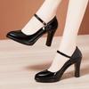Fashion GKTINOO Lady Pumps Pointed Toe Office Lady Pumps Buckle Strap Platform High Heels Women Shoes Plus Size Genuine Leather Shoes