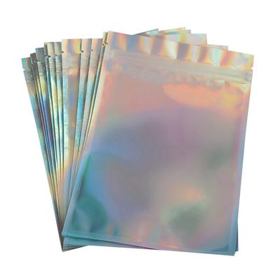 100x Storage Bags Hanging Hole Aluminum Foil Mylar Zip Long-time Service Holographic Rainbow Color Convenient To Carry Pouch Bag