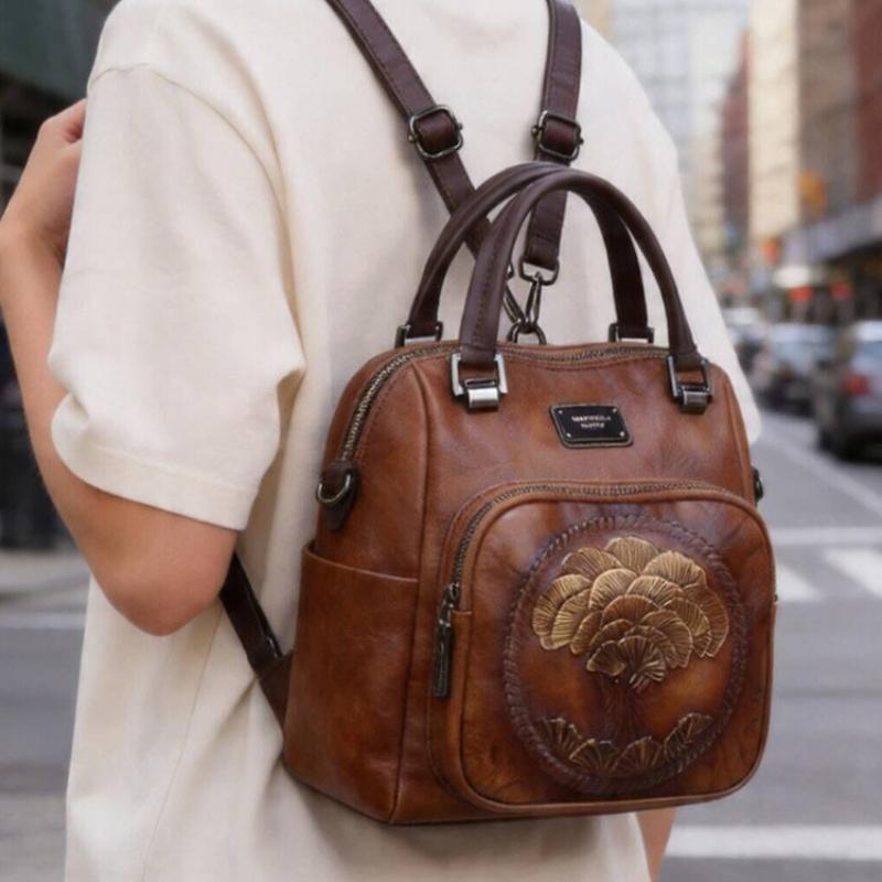 Faux Leather Backpack for Woman Vintage Everyday Backpacks Women Luxury Bags Designers Brown Green Wine Red