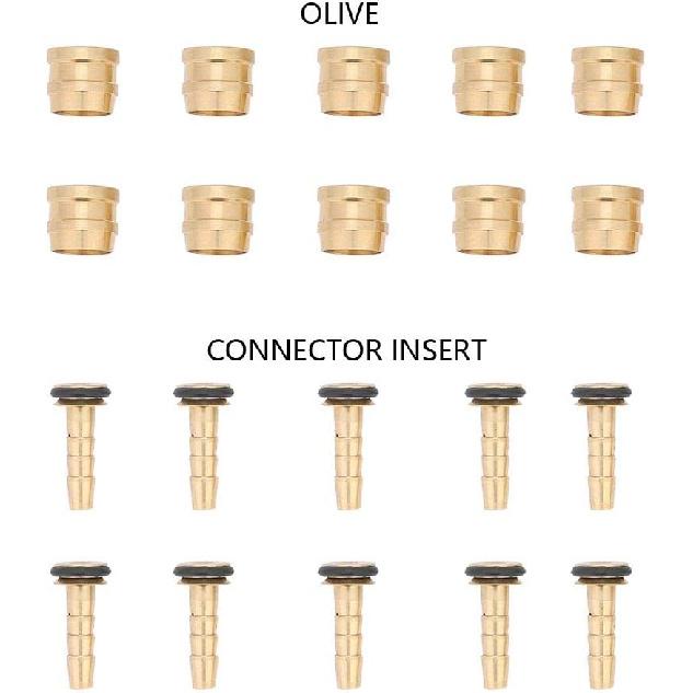 Connecting Insert Kit for Hydraulic Disc Brake Hose - Olive and Mountain Barb, Brass Connection