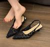 Fashion 2025 New Bling Women Sandals Fashion Pointed Toe Shallow Slip On Ladies Elegant Slingback Shoes Med Heel Pumps